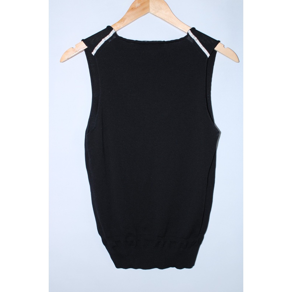 Yves Saint Laurent Women's Large Black White Wool Knit Vest - Picture 8 of 9